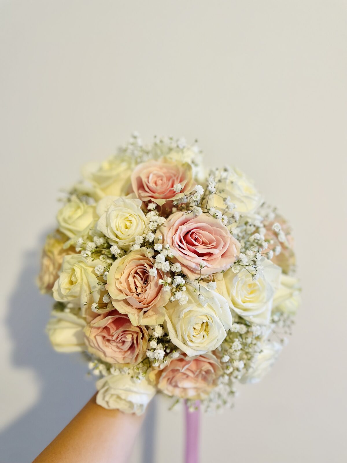 Round pastel bridal bouquet